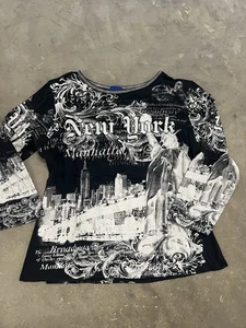 VTG Y2K Style New York Wmns Long sleeve Shirt Size Xl - Picture 1 of 4