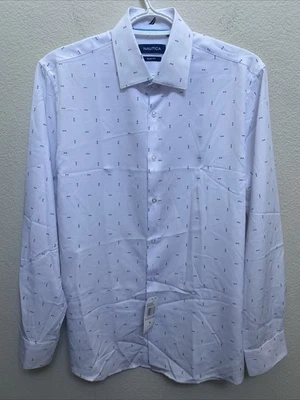NEW Nautica Performance Men's Dress Shirt Medium Long Sleeve $79 NWT White Slim - Image 1 of 4