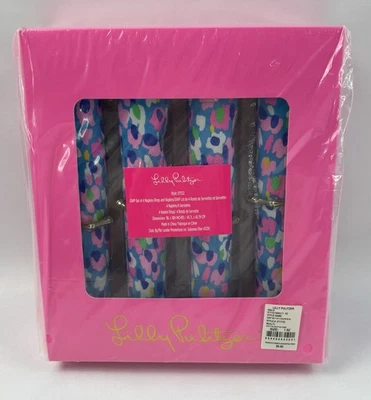 Набор из 4 колец для салфеток Lilly Pulitzer Hottie Dottie GWP сине-розовые - Изображение 1 из 4