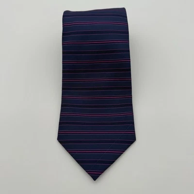 Галстук Van Heusen темно-синий с розовыми полосками классическая шелковая смесь ручной работы - Изображение 1 из 4