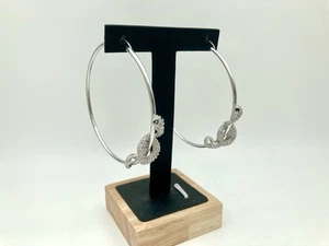 "Pendientes de aro de serpiente 3"" - tono plata estrás tachonados" - Imagen 1 de 6