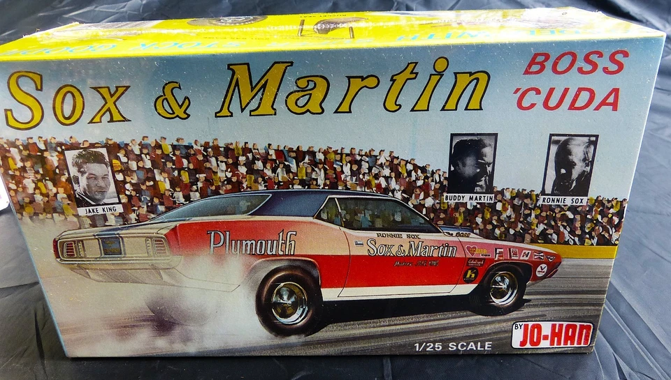 1/25 Jo Han Sox & Martin Plymouth "BOSS CUDA" 复古工厂密封 MoPar — 第 1/3 张图片