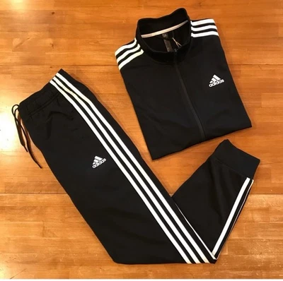 Adidas Men's Tricot Black Tracksuit Training Track Jacket & Pants New All Sizes - Image 1 of 4