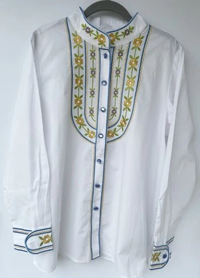 BOB MACKIE носимый искусства вышитый длинным рукавом блузка M коттедж Western новый без ЯРЛЫКОВ - Изображение 1 из 4