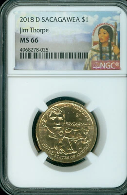 2018 D SACAGAWEA DOLLAR NGC MS 66 - Image 1 of 2
