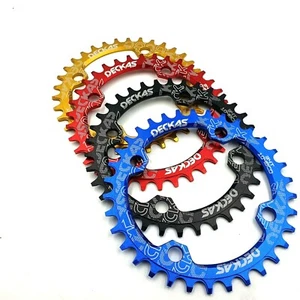 104bcd 34T Anello Catena MTB Rotondo Stretto Largo BMX Bici Ruota Catena UK Oro Blu, Rosso - Foto 1 di 8