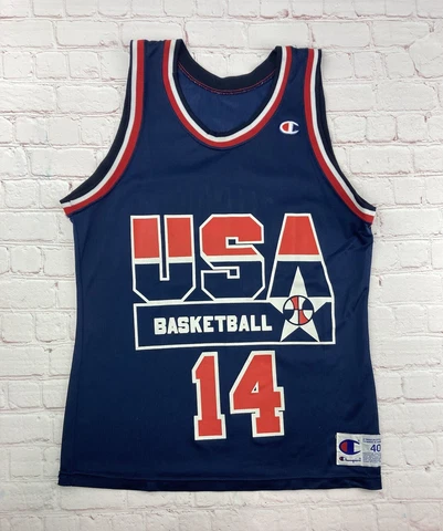 Vintage 90s Rare NBA Alonzo Mourning Champion￼ USA Basketball Jersey Size 40 Med Cover