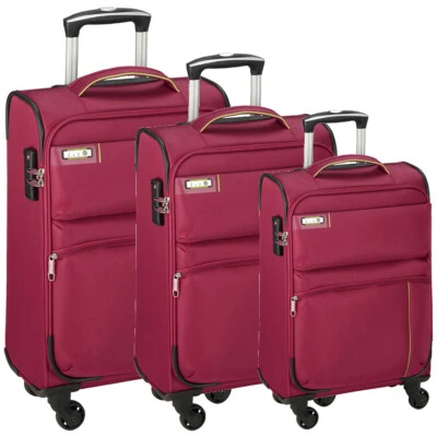 Leichter Koffer, 3-teiliges Trolley Set für Reise auf Räder Pink Bowatex - Bild 1 von 4