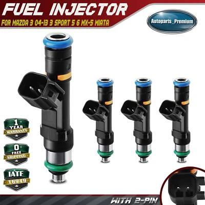 4x Inyector de combustible para Mazda 3 2004-2013 3 Sport 5 6 MX-5 Miata L4 2,0 L 2,3 L DOHC Foto 1 de 4