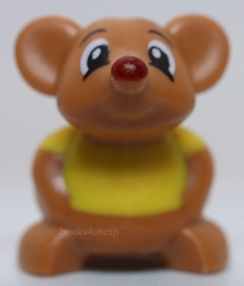 Lego Medium Nougat Mouse Dark Red Nose Pattern Yellow Shirt Gus - Image 1 of 1