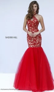 Sherri Hill 50015 Red Nude Pageant Prom Gown Dress sz 2 - Picture 1 of 3