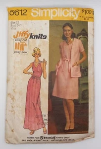 Simplicity 1973 Sewing Pattern #5612 Knit Dress Cardigan Size 12 Bust 34 Hip 36 - Picture 1 of 2