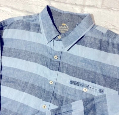 Bob Timberlake Stripped Chambray Linen Blend Long Sleeve Shirt 2XL - Image 1 of 4