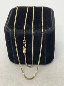 CUTE Solid 14K Yellow Gold 0.9mm wide BOX Link Chain Necklace 18” long 3.1gr. - Picture 1 of 16