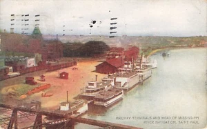 Railway Terminals Head Of MS River Saint Paul Minnesota Postcard Posted 1911 - Picture 1 of 2