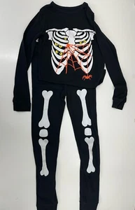 Unbranded Childrens Pajamas Set Size Large 12/14 Snug Fit Skeleton Halloween - Picture 1 of 16