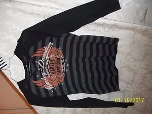 NICE WOMEN LONG SLEEVE MEDIUM BLACK HARLEY DAVIDSON HOODED SHIRT BUY LOOK - Picture 1 of 2