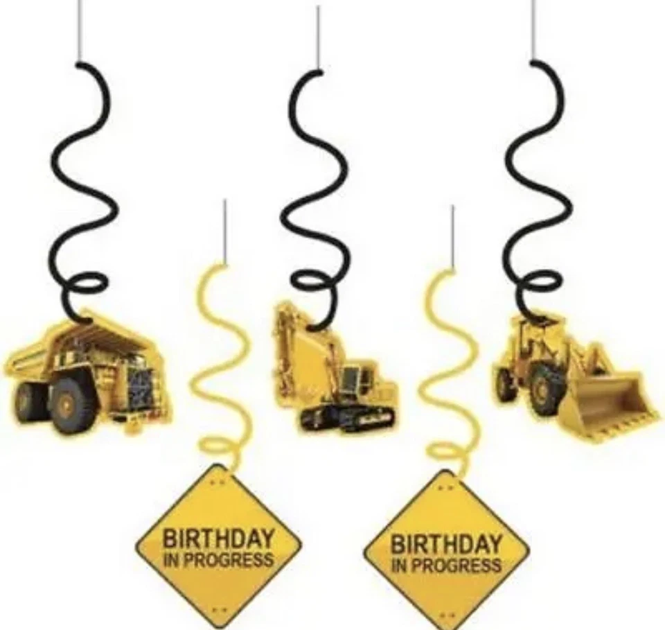 Construction Zone Hanging Danglers 5 Pack 24" Long Foil Paper Party Decoration - Image 1 of 2
