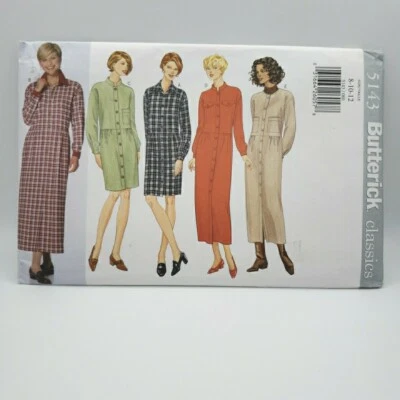 Butterick 5143 Misses Miss Petite Loose Dress Button-Up Pattern Size 8-12 Uncut - Image 1 of 4