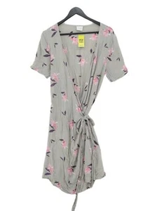 Vila Clothes Women's Midi Dress M Grey 100% Viscose Wrap Dress - Picture 1 of 6