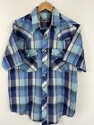 Vtg 80S Paper Thin Pearl Snap Button Down Short Sleeve Multicolored Plaid L