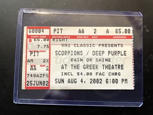 THE SCORPIONS / DEEP PURPLE TICKET STUB 2002 THE LIVING TOUR - Picture 1 of 1