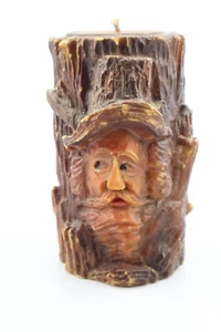 Johann Gunter Candle Carved Germany Woodsman Bearded man Tree Log Cabin Decor - Picture 1 of 9