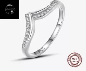 925 Sterling Silver Ring Classic Wishbone Lucky Band Gift for Women Girls Ladies - Picture 1 of 8