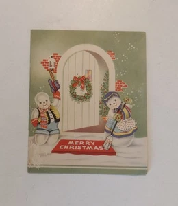 Vintage Very Cute Whimsical Mr & Mrs Snowman Christmas Greeting Card - Picture 1 of 3