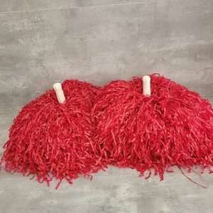 Vintage Cheerleading Pom Poms Retro 1980s Plastic Handles Cheer 15” Red - Picture 1 of 7