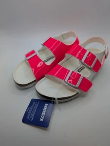 Sandali Birkenstock Milano Birko-flor rosa/bianco vernice taglia 37 EU donna 6 US NUOVI CON ETICHETTE - Foto 1 di 12