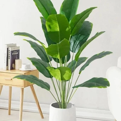 Artificial Palm Tree Large Fake Banana Plant Real Touch Leaves Home Garden Decor - Image 1 of 4