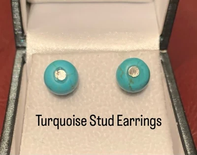 Turquoise Stud Gemstone Earrings - Image 1 of 4