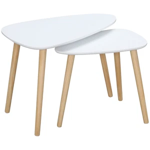 Stylish Nested Side Table Set of 2 - Chic Scandi Design with Solid Wood Legs - Picture 1 of 9