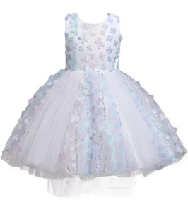 Toddler Girls Appliques Contrast Mesh Big Bow Back Gown Dress Size 5/6 Y - Picture 1 of 5