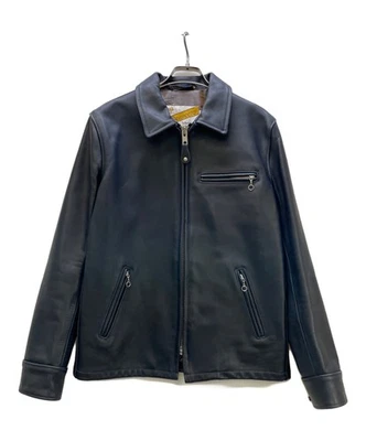 Schott × BEAUTY&YOUTH UNITED ARROWS Leather rider jacket Size: M Navy Men 7143 - Image 1 of 4