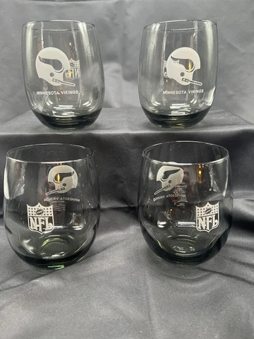 minnesota vikings 1970s roly poly smoke glass set of 4 tumblers NFL Cover