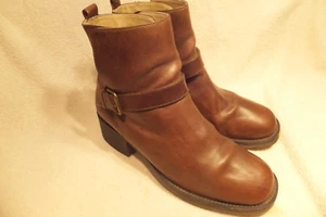 GAP Womens Brown Leather Side Buckle 2" Heel Ankle Boots Sz 10M - Picture 1 of 1
