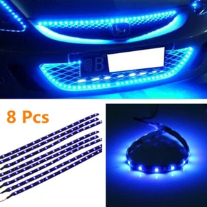 8x DC 12V Blue LED Light SMD Waterproof Car Grille Decor Light Strip Accessories - Picture 1 of 12