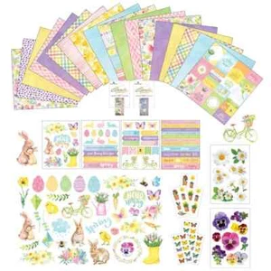 Paper House Hello Spring Double sided 12x12 papers, die cuts Paper Crafting Kit - Picture 1 of 4