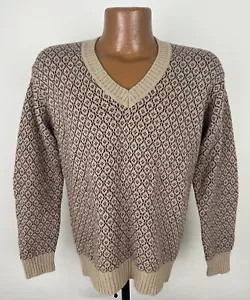 COLORES UNIDOS de Suéter Bennetton M Mezcla de Lana Cuello en V Diamante Paisley Preppy - Imagen 1 de 12