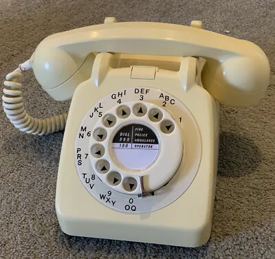Vintage  Gpo 706 Rotary Dial Telephone - Ivory- Converted For Modern Use • 6.13€