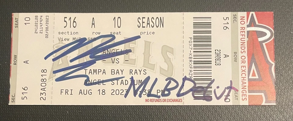Nolan Schanuel SIGNED MLB DEBUT TICKET STUB INSCRIBED 8/18/23 AUTOGRAPHED - Image 1 of 1