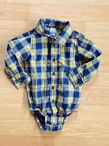 Carter’s Boy Plaid Long Sleeve Button Down Bodysuit Shirt Size 18M - Picture 1 of 5