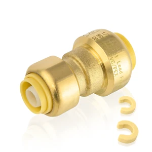 EFIELD (2 to100 Pack) 1/2"Push Fit×3/8"Reducing Coupling Brass Fitting Lead Free - Picture 1 of 6