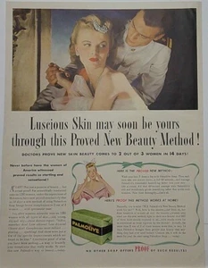 1943 PALMOLIVE Proven New Beauty Method Magazine Print Ad - Picture 1 of 1
