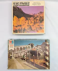 Vintage Lot of 2 Puzzles One Nation Bishop Creek Canyon Parker Bros & Venice MB - Picture 1 of 18