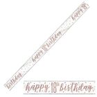 Happy 18th Birthday Reusable Bling Banner In Rose Gold - 3 Pattern Repeats