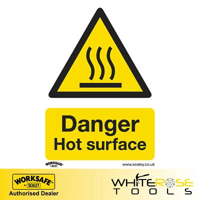 Sealey Danger Hot Surface Warning Safety Sign Rigid Plastic Pack of 10 Worksafe  - Image 1 of 2