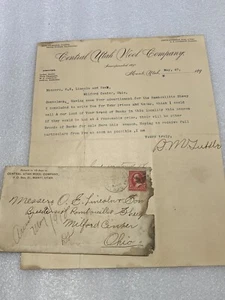 Vtg 1891 Central Utah Wool Co Manti Utah Letterhead & envelope Tuttle Shomaker - Picture 1 of 5